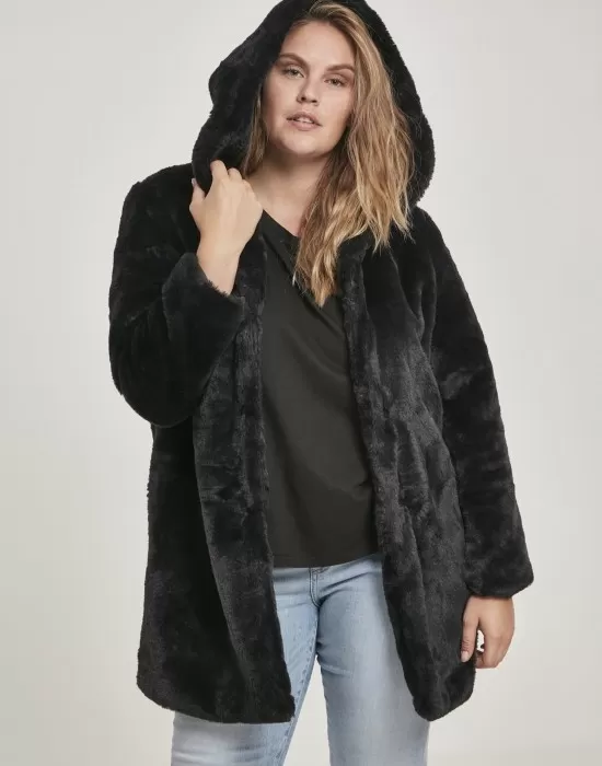 Дамско палто Urban Classics Teddy в черен цвят, Якета - Hoodstyle.bg