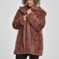 Дамско палто Urban Classics Teddy в тъмнорозов цвят