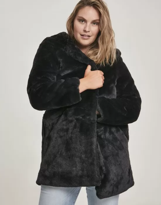 Дамско палто Urban Classics Teddy в черен цвят, Якета - Hoodstyle.bg