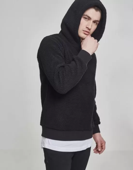 Мъжки суичър Urban Classics Sherpa в черен цвят, Суичъри - Hoodstyle.bg
