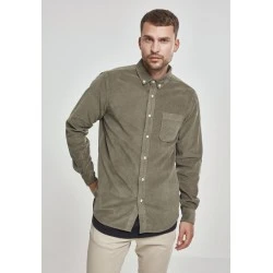 Мъжка риза Urban Classics Corduroy в цвят маслина