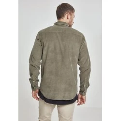Мъжка риза Urban Classics Corduroy в цвят маслина