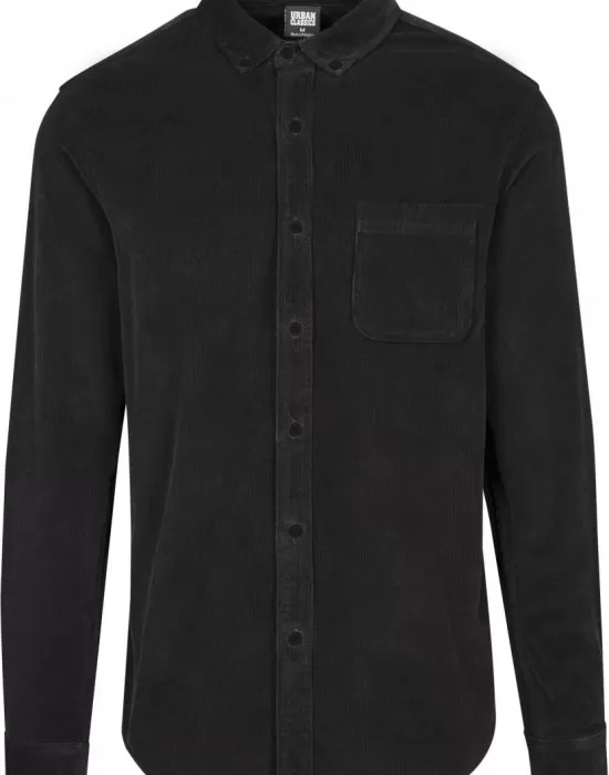 Мъжка риза Urban Classics Corduroy в черен цвят, Ризи - Hoodstyle.bg