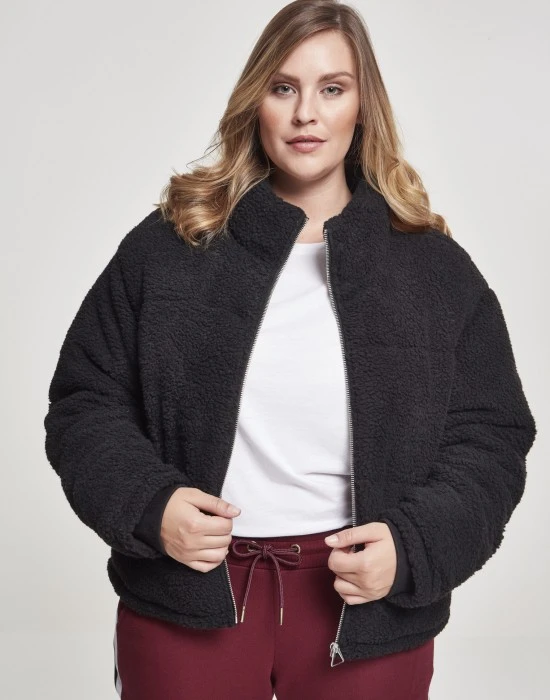 Дамско Пухено Яке Ladies Boxy Sherpa Puffer Jacket black XXL