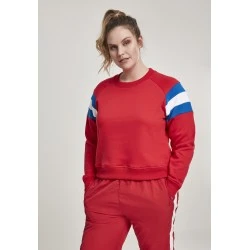 Дамска блуза в червено от Urban Classics Ladies Sleeve Stripe Crew