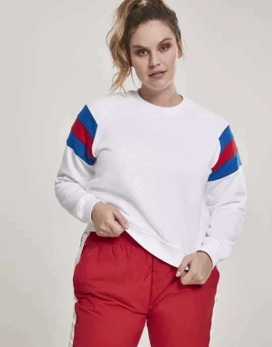 Дамска блуза в бяло от Urban Classics Ladies Sleeve Stripe Crew, Блузи - Hoodstyle.bg