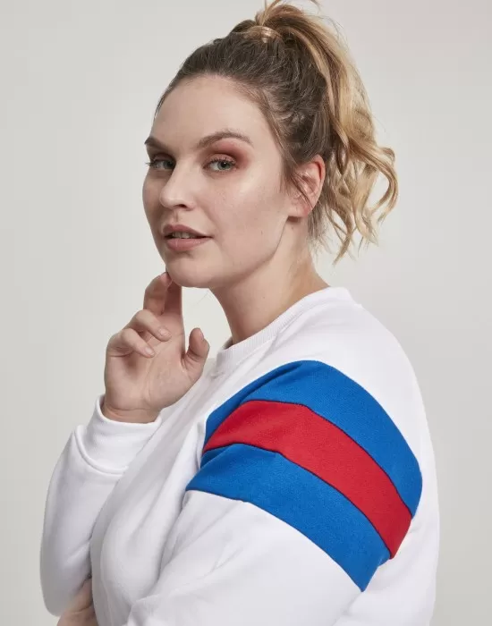 Дамска блуза в бяло от Urban Classics Ladies Sleeve Stripe Crew, Блузи - Hoodstyle.bg