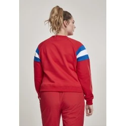 Дамска блуза в червено от Urban Classics Ladies Sleeve Stripe Crew