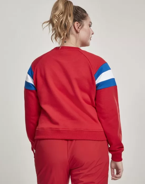 Дамска блуза в червено от Urban Classics Ladies Sleeve Stripe Crew, Блузи - Hoodstyle.bg