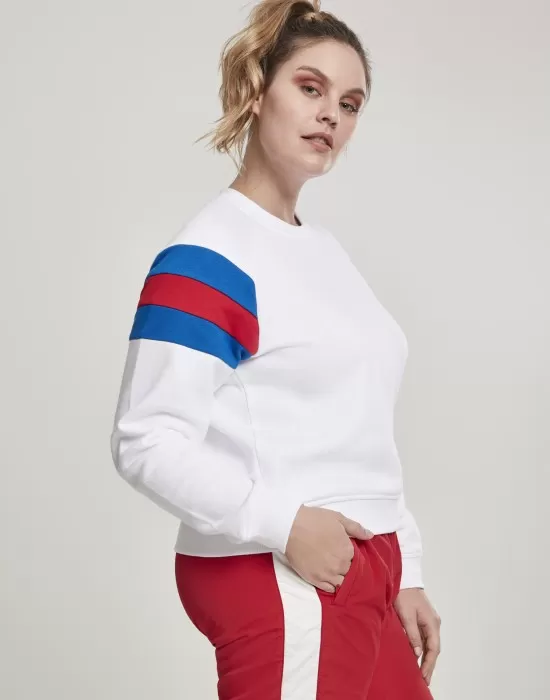 Дамска блуза в бяло от Urban Classics Ladies Sleeve Stripe Crew, Блузи - Hoodstyle.bg