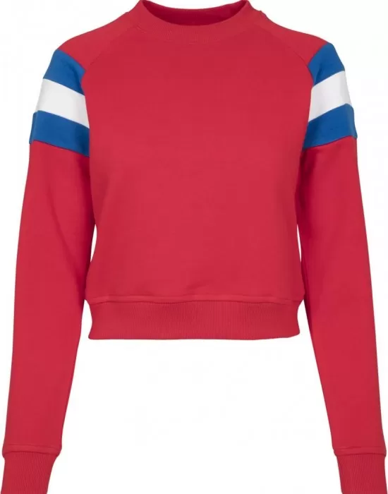 Дамска блуза в червено от Urban Classics Ladies Sleeve Stripe Crew, Блузи - Hoodstyle.bg