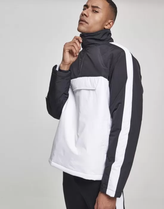 Мъжко яке в черно и бяло от Urban Classics Padded Pull Over Jacket, Якета Пролет / Есен - Hoodstyle.bg