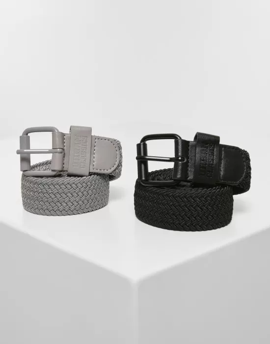 Комплект колани в черно и сиво Urban Classics Elastic, Колани - Hoodstyle.bg