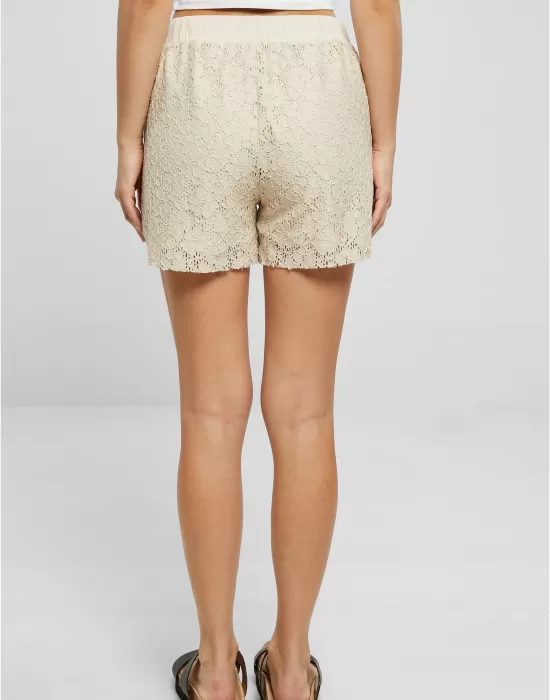Дамски къси дантелени панталони в цвят екрю Urban Classics Ladies Shorts, Къси панталони - Hoodstyle.bg