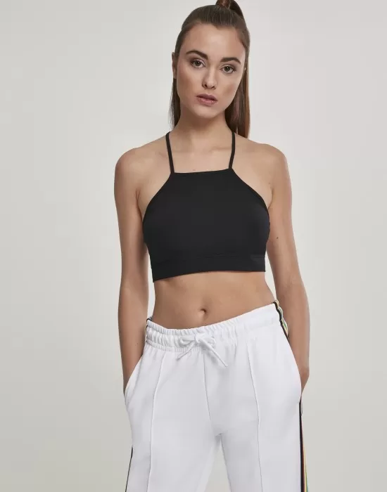 Дамски топ в черен цвят Urban Classics Ladies Triangle Top black, Топове - Hoodstyle.bg