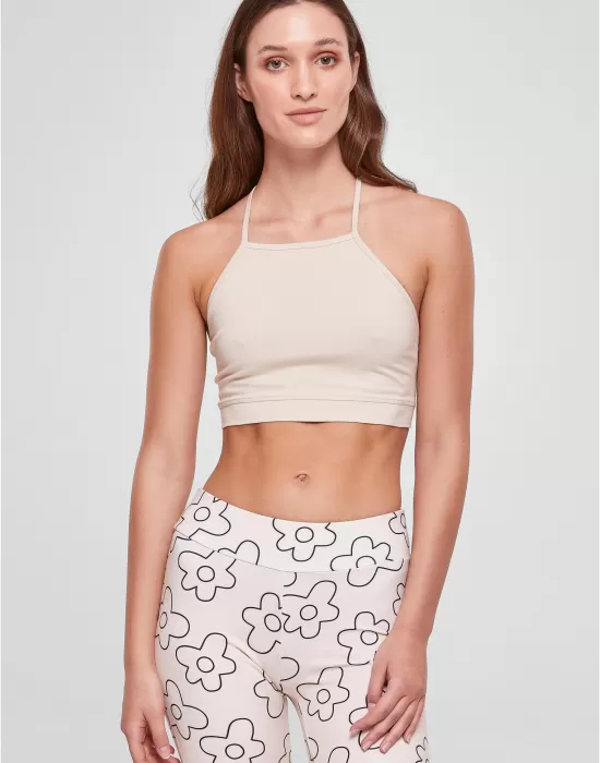 Дамски къс топ в цвят екрю Urban CLassics Ladies Triangle Top, Топове - Hoodstyle.bg