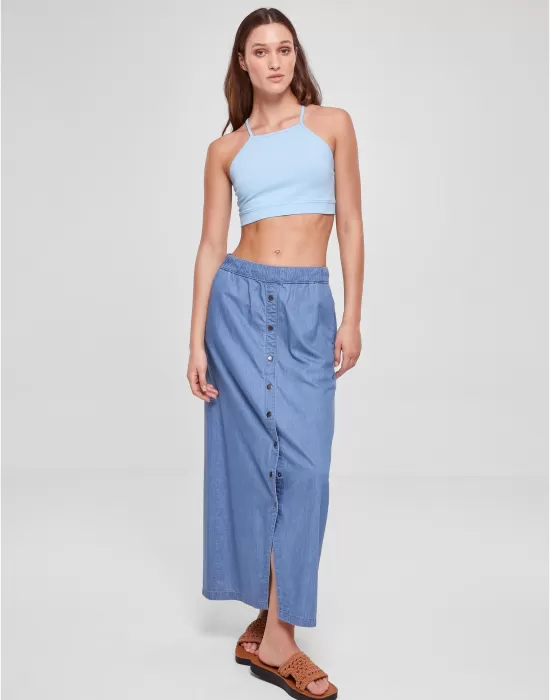 Дамски къс топ в светлосин цвят Urban CLassics Ladies Triangle Top, Топове - Hoodstyle.bg
