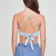Дамски къс топ в светлосин цвят Urban CLassics Ladies Triangle Top, Топове - Hoodstyle.bg