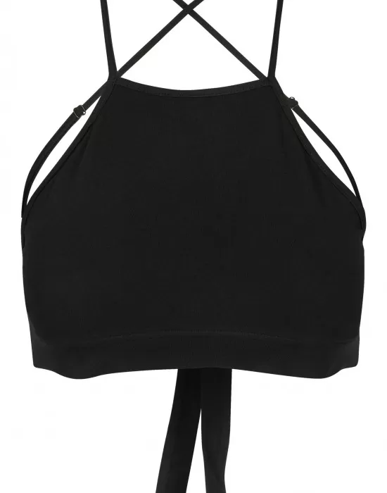 Дамски топ в черен цвят Urban Classics Ladies Triangle Top black, Топове - Hoodstyle.bg