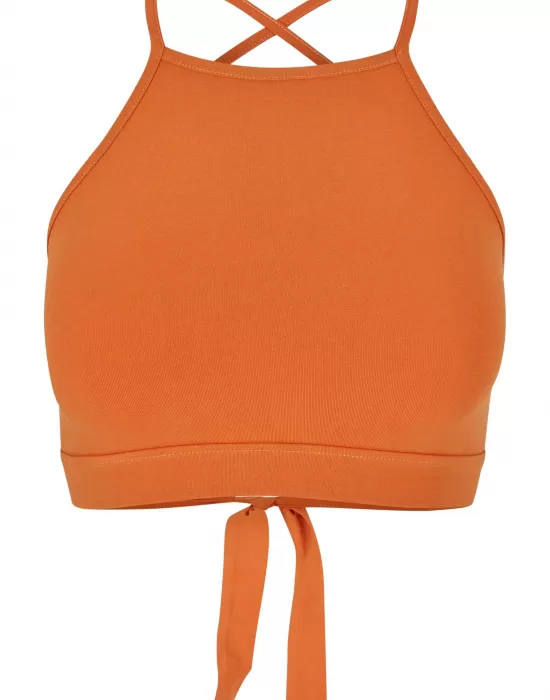 Дамски къс топ в оранжев цвят Urban CLassics Ladies Triangle Top, Топове - Hoodstyle.bg