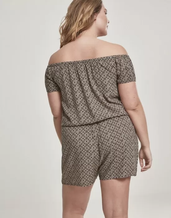 Дамски къс гащеризон с голи рамене Urban Classics blackflower, Анцузи - Hoodstyle.bg