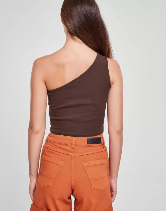 Дамски къс топ в кафяв цвят Urban Classics Ladies Cropped Top, Топове - Hoodstyle.bg