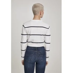 Дамска къса блуза в бяло Urban Classics Ladies Short Striped Sweater