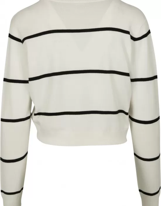 Дамска къса блуза в бяло Urban Classics Ladies Short Striped Sweater, Блузи - Hoodstyle.bg