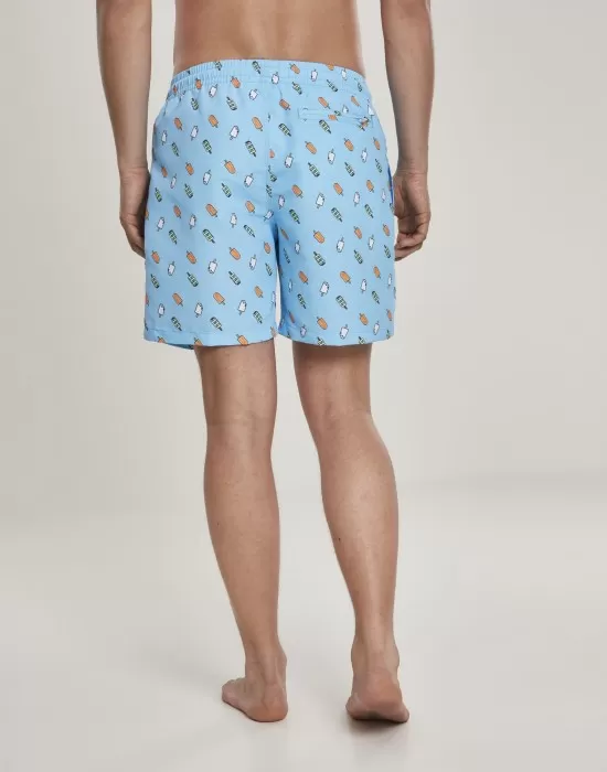 Мъжки плувни шорти Urban Classics Pattern lightblue/ice, Къси панталони - Hoodstyle.bg