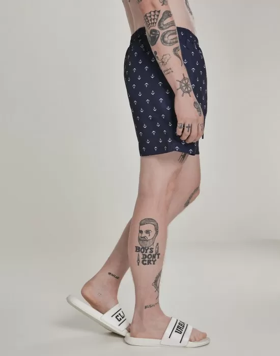 Мъжки плувни шорти Urban Classics Pattern anchor/navy, Къси панталони - Hoodstyle.bg