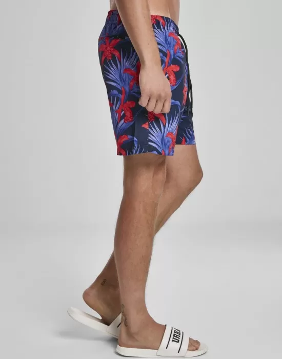 Мъжки плувни шорти Urban Classics  Pattern blue/red, Къси панталони - Hoodstyle.bg
