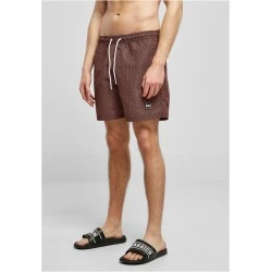 Мъжки плувни шорти в кафяв цвят Urban Classics Swim Shorts navygeometric