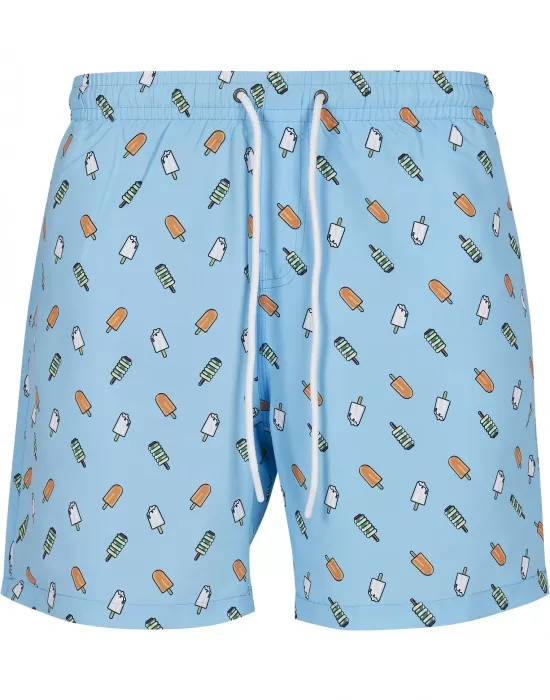 Мъжки плувни шорти Urban Classics Pattern lightblue/ice, Къси панталони - Hoodstyle.bg
