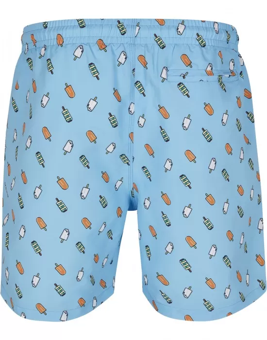 Мъжки плувни шорти Urban Classics Pattern lightblue/ice, Къси панталони - Hoodstyle.bg