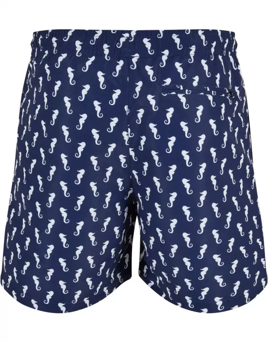 Мъжки плувни шорти в цветен десен Urban Classics Swim Shorts navyseahorse, Мъже - Hoodstyle.bg