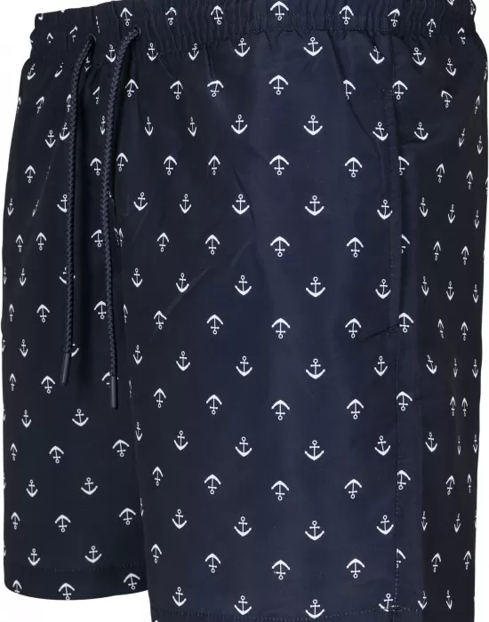 Мъжки плувни шорти Urban Classics Pattern anchor/navy, Къси панталони - Hoodstyle.bg