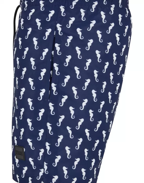 Мъжки плувни шорти в цветен десен Urban Classics Swim Shorts navyseahorse, Мъже - Hoodstyle.bg