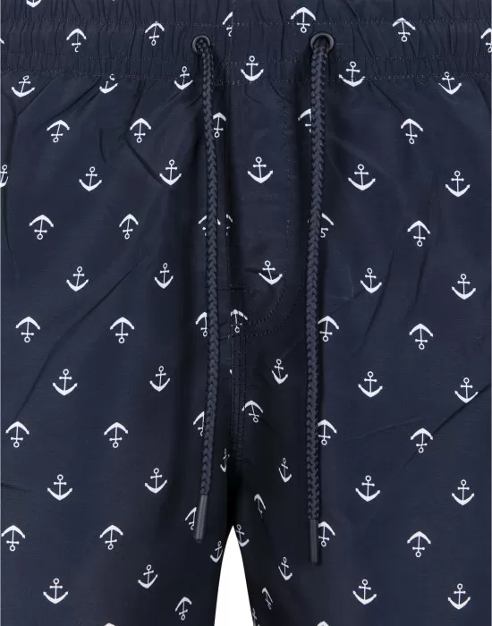 Мъжки плувни шорти Urban Classics Pattern anchor/navy, Къси панталони - Hoodstyle.bg