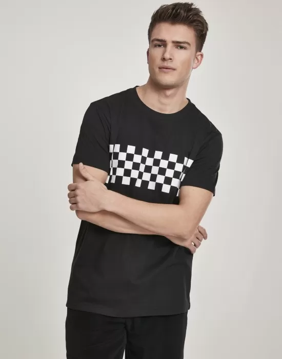 Мъжка черна тениска Urban Classics Check black/white, Тениски - Hoodstyle.bg