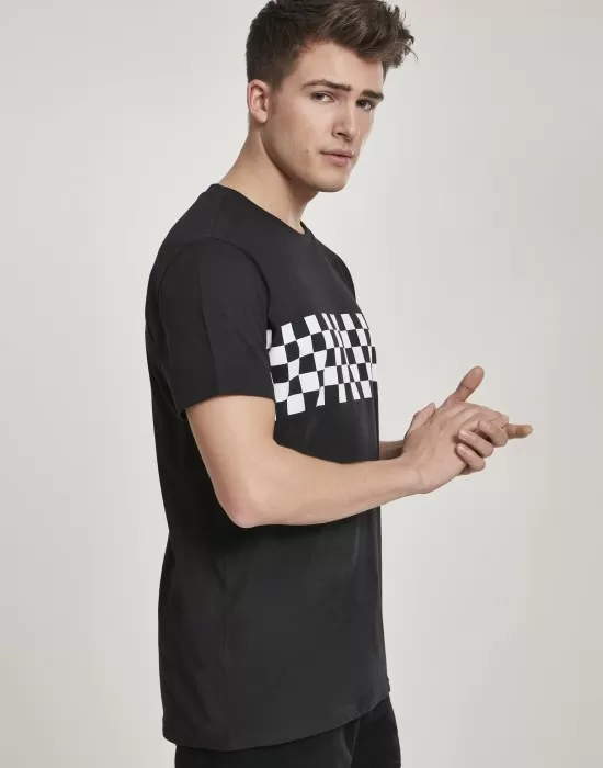 Мъжка черна тениска Urban Classics Check black/white, Тениски - Hoodstyle.bg