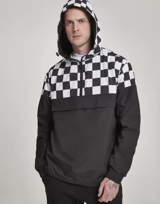 Мъжко яке в черно и бяло от Urban Classics Check Pull Over, Якета Пролет / Есен - Hoodstyle.bg