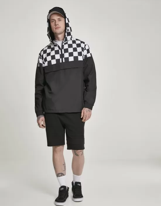 Мъжко яке в черно и бяло от Urban Classics Check Pull Over, Якета Пролет / Есен - Hoodstyle.bg