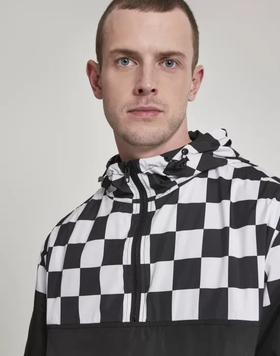 Мъжко яке в черно и бяло от Urban Classics Check Pull Over, Якета Пролет / Есен - Hoodstyle.bg