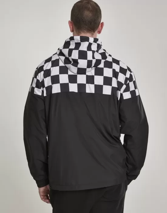 Мъжко яке в черно и бяло от Urban Classics Check Pull Over, Якета Пролет / Есен - Hoodstyle.bg