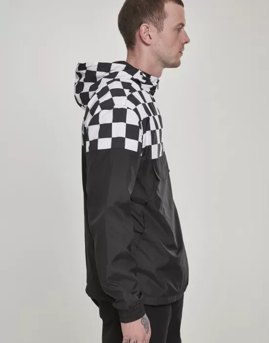 Мъжко яке в черно и бяло от Urban Classics Check Pull Over, Якета Пролет / Есен - Hoodstyle.bg