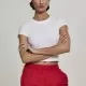 Дамска къса тениска в бял цвят Urban Classics Stretch Jersey Cropped, Тениски - Hoodstyle.bg