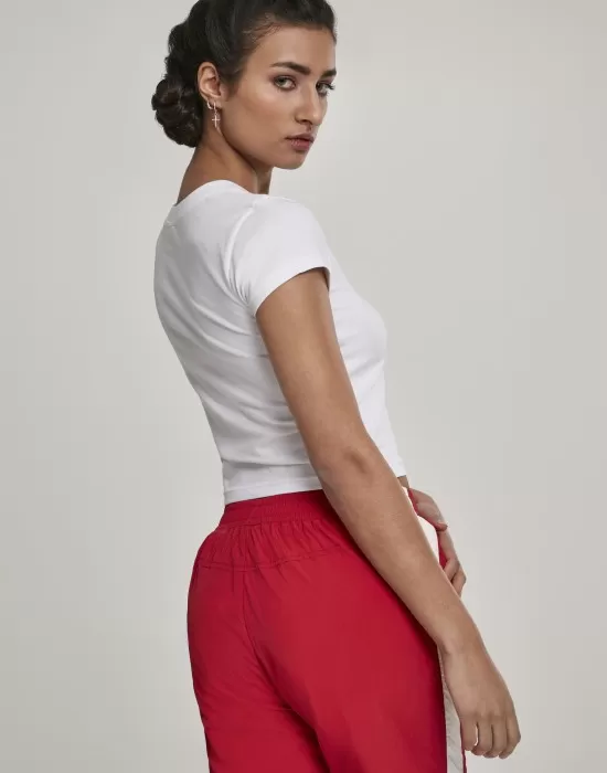 Дамска къса тениска в бял цвят Urban Classics Stretch Jersey Cropped, Тениски - Hoodstyle.bg