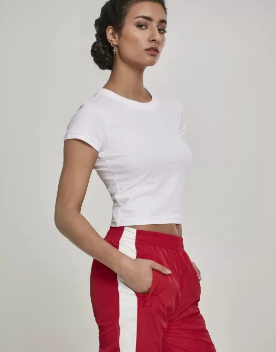 Дамска къса тениска в бял цвят Urban Classics Stretch Jersey Cropped, Тениски - Hoodstyle.bg