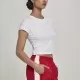 Дамска къса тениска в бял цвят Urban Classics Stretch Jersey Cropped, Тениски - Hoodstyle.bg
