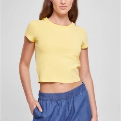 Дамска къса тениска в светложълт цвят Urban Classics Ladies Cropped Tee